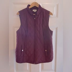 Croft & Barrow maroon quilted vest EUC Sz L adjustable waist